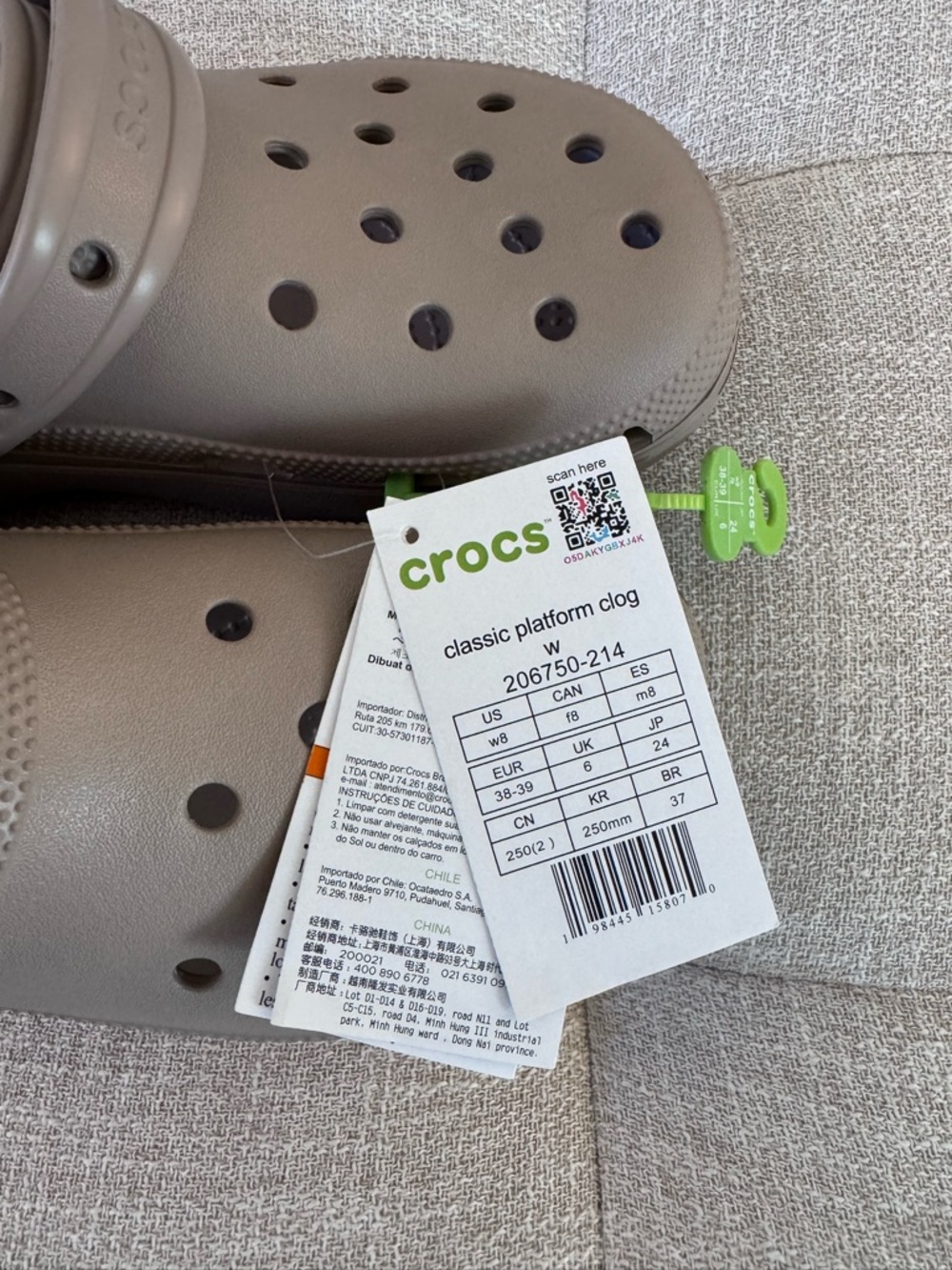 Crocs Classic Platform Clog Taupe Women’s 8 Elevated Comfort Casual - Picture 6 of 7